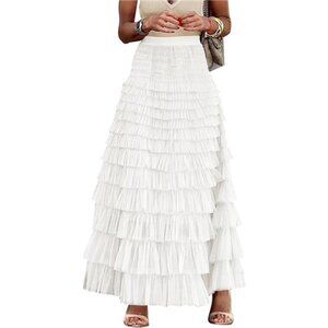 Women's Long Maxi Tulle Skirts White